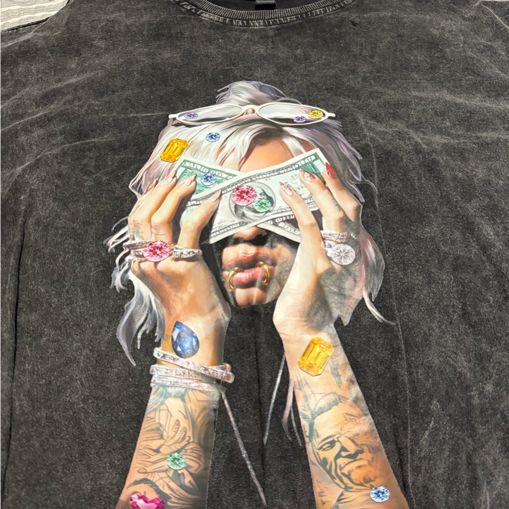 Women Face Graphic Tee with Artistic Design